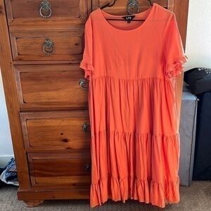 Long Tall Sally Women’s MATERNITY coral tiered dress size US 10 NWOT
